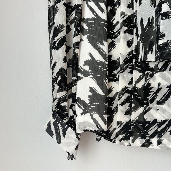 Pendleton Silk Secretary Black & White Blouse Houndstooth Tie Neck Office Sz 6 - Picture 6 of 16